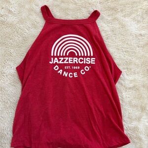 Jazzercise Tank, Red & White, Open Back, Medium